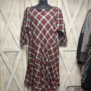 Unique Vintage 5x Red and Black Plaid Midi Dress